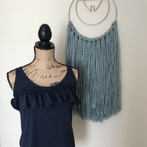 ◦ J. CREW ◦ Navy blue ruffle tank top